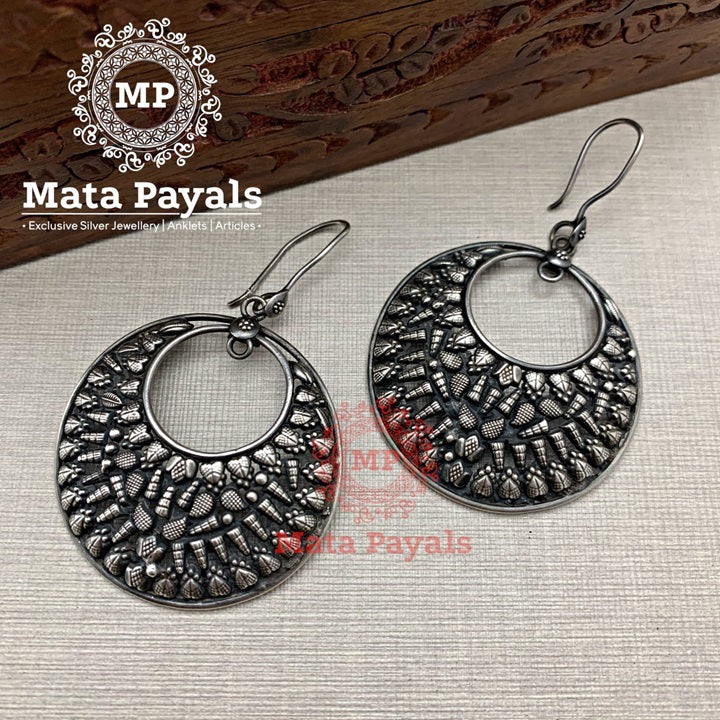 Oxidised Fish Hook Earring