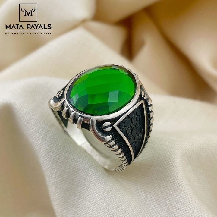 Green Stone Ring For Boys Green Stone Men's Ring - Main Image