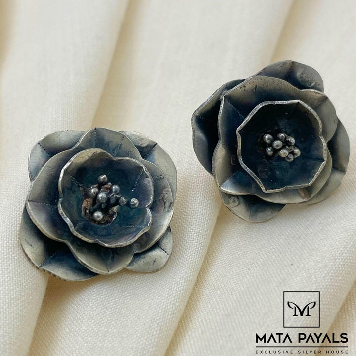 Oxidised Rose Stud