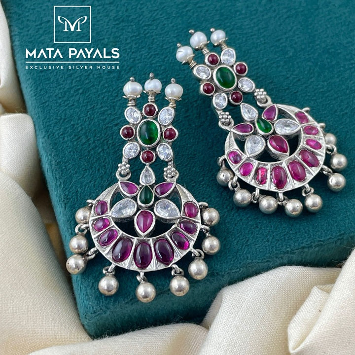 Moon Floral Elegant Oxidised Chandbali