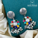 Multicolour Kundan Hanging Earrings