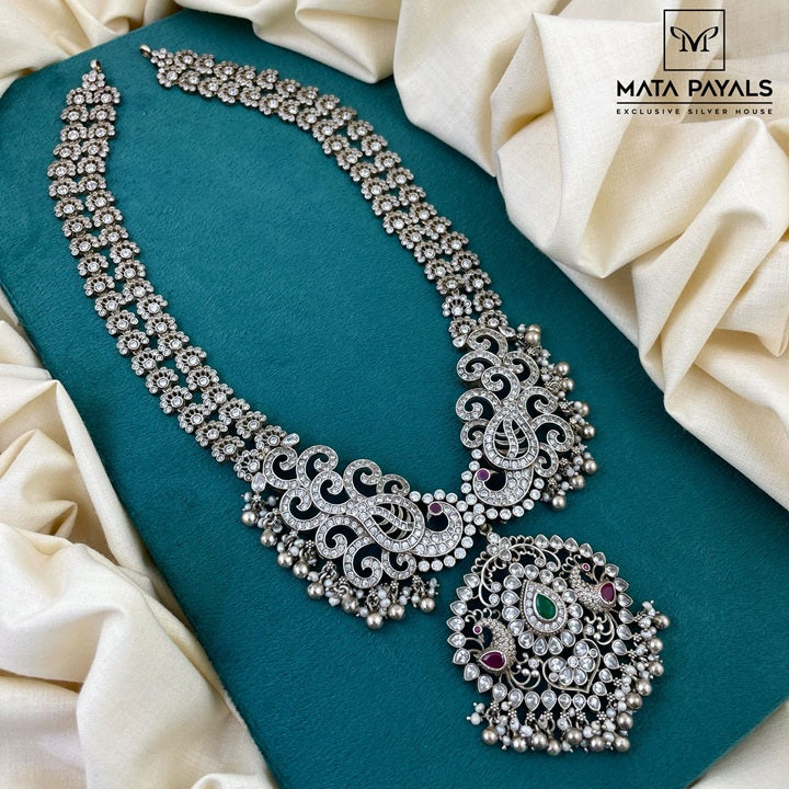 Phenomenal Peacock Zircon Silver Necklace