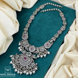 Unusual Peacock Floral Oxidised Necklace