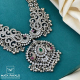 Phenomenal Peacock Zircon Silver Necklace
