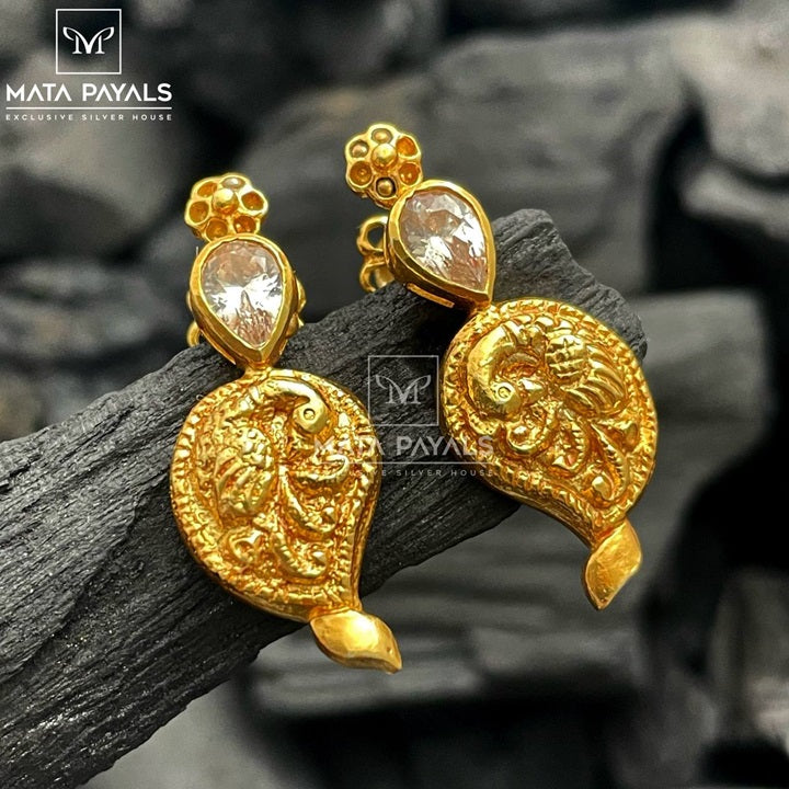 Peacock Embedded Gold Plated Stud