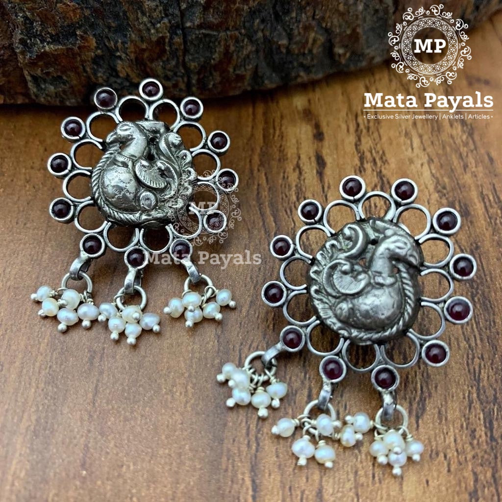 Peacock Encarved Stud