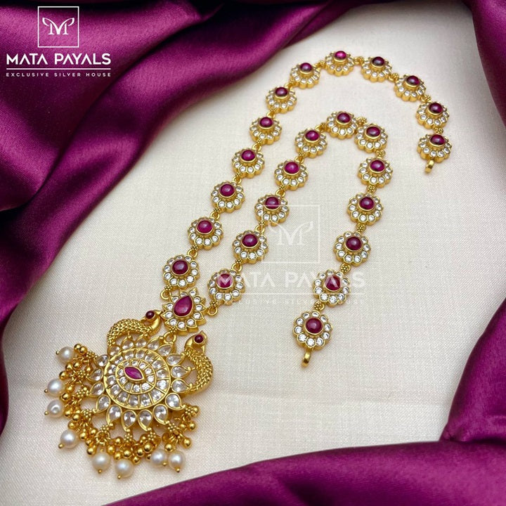 Peacock Floral Gold Plated Sparkling Necklace