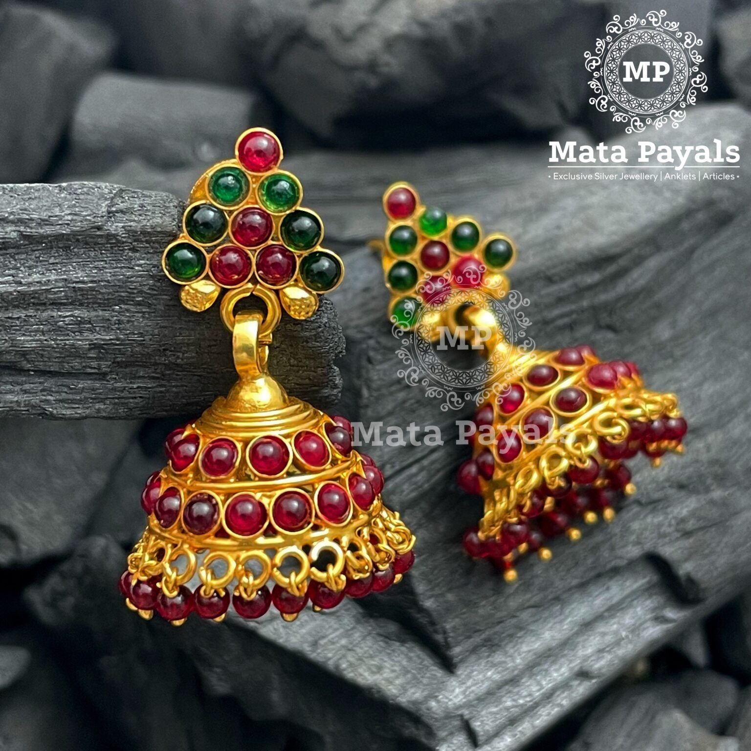 Phenomenal Colourful Gold Plated Jhumka