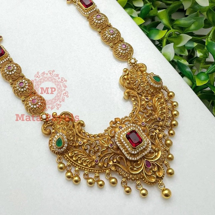 Phenomenal Filigree Colourful Gold Plated Necklace
