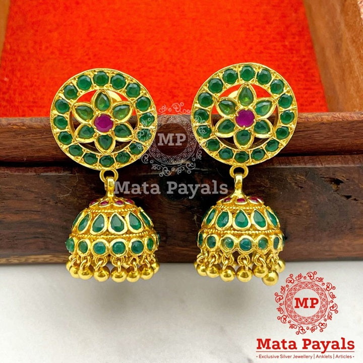 Phenomenal Green Flower Jhumka