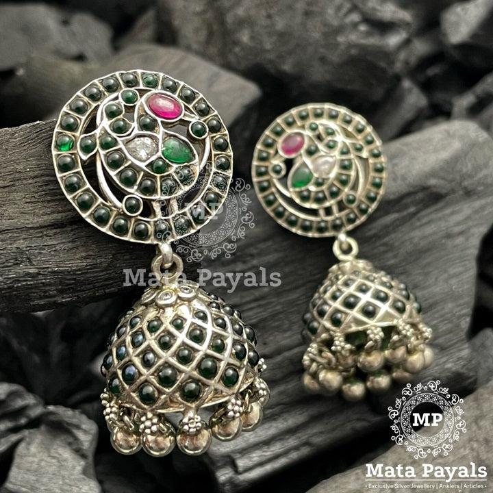 Phenomenal Peacock Oxidised Jhumka