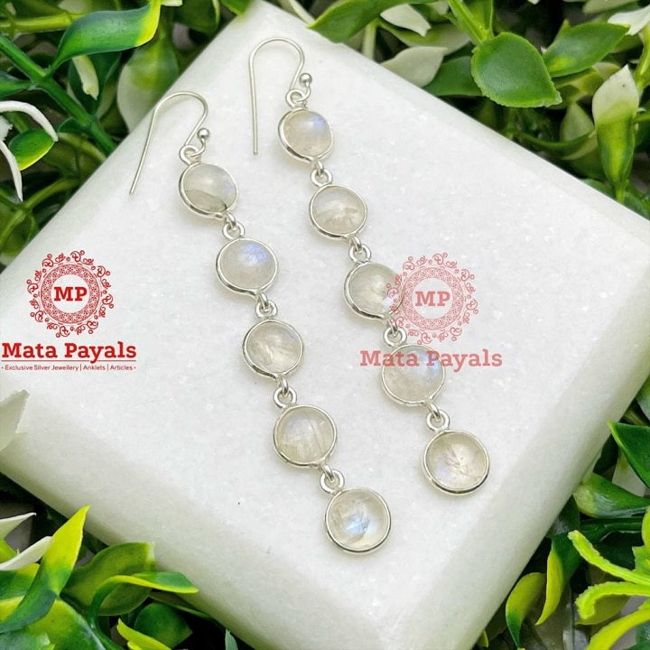 Pretty Moon Stone Silver Hanging