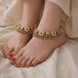 Exclusive Gold Polish Kundan Anklet