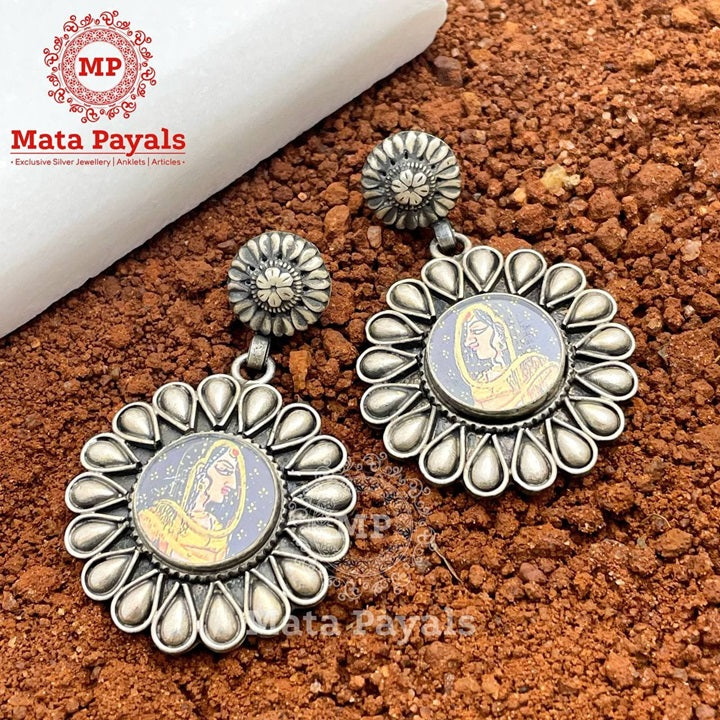 Queeny Meenakari Oxidised Silver Earing