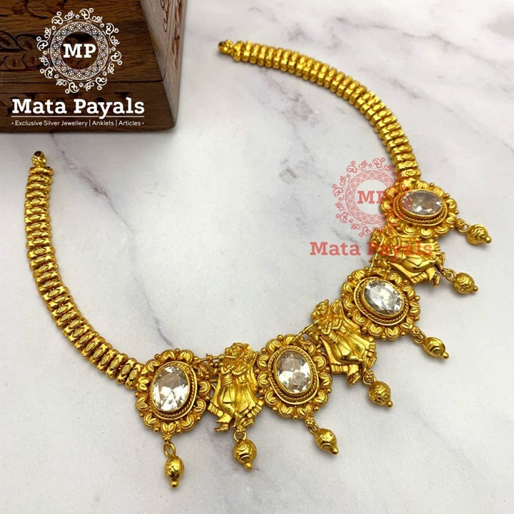 Radha Krishna Carved Beautiful Necklace