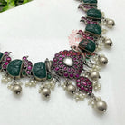 Radiant Green Mayuri Oxidised Necklace