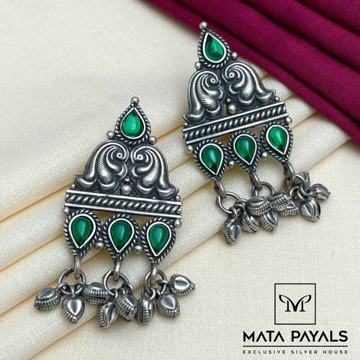 Radiant Green Tribal Stu Earrings