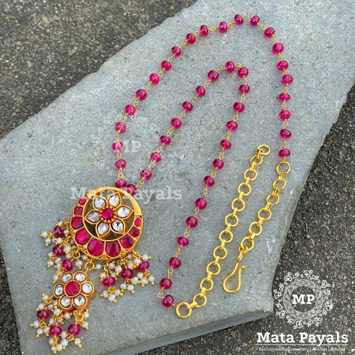 Radiant Red Beaded Long Necklace