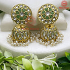 Rajwadi Gold Plated Kundan Jhumka