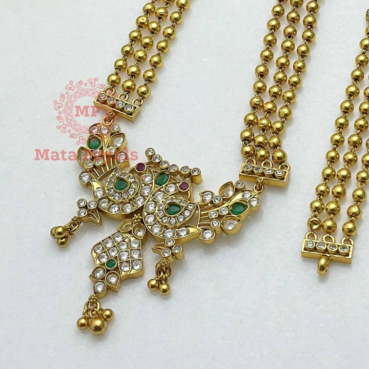 Ravishing Mayur Beaded Gold Plated Necklace