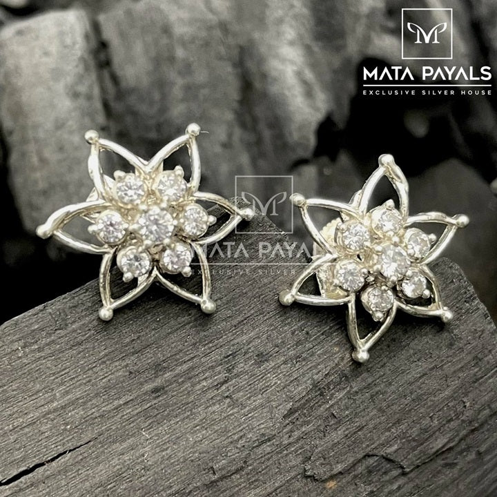Rosy Zircon Oxidised Stud