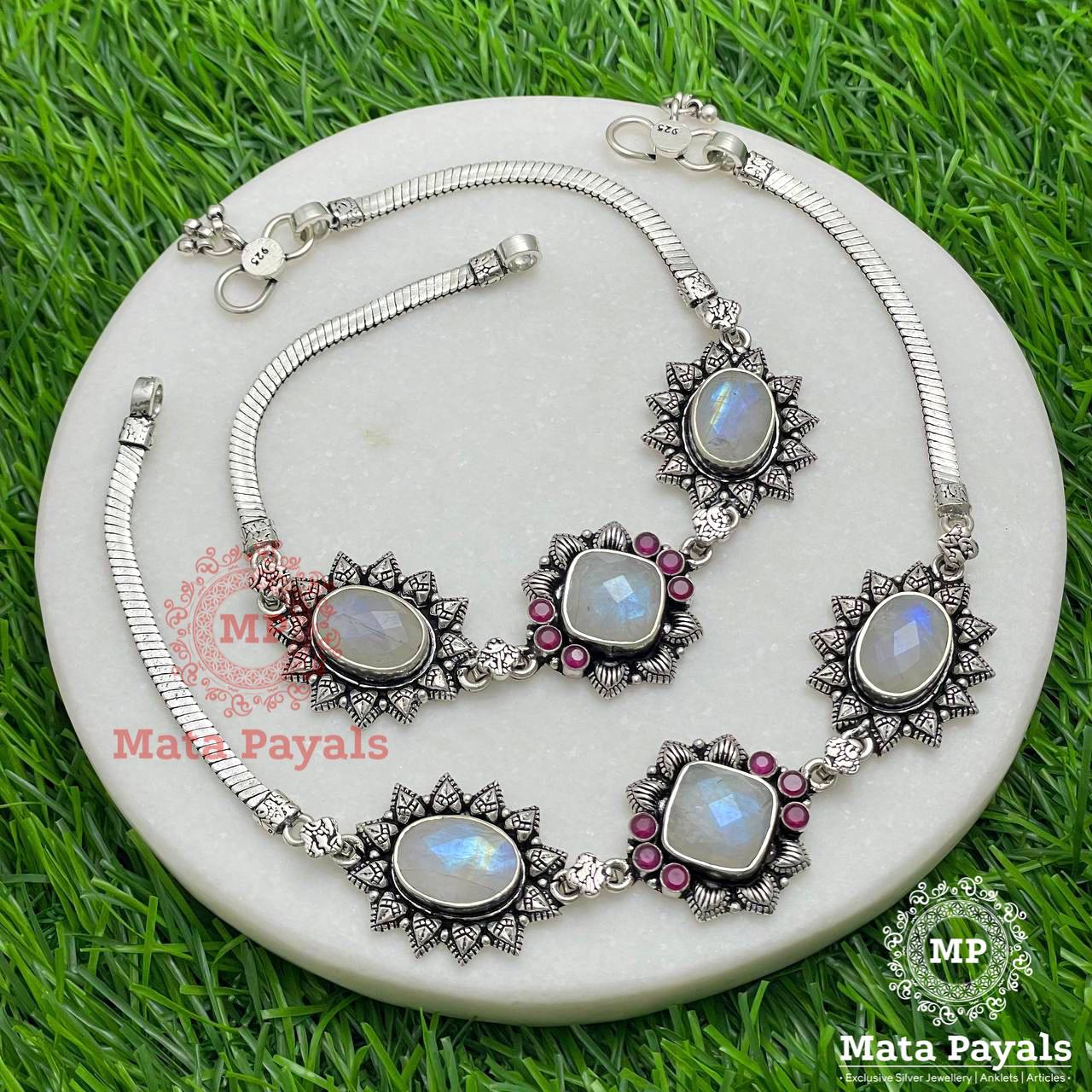Royal Oxidised Silver Anklet