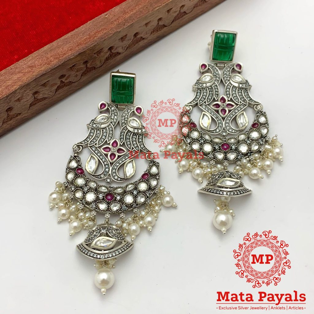 Royal Peacock Dyad Oxidised Chandbali