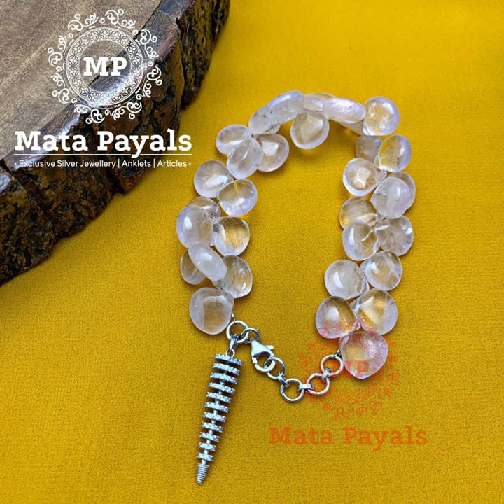Screw Designed Rose Quartz Bracelet