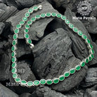 Sequential Green Oval Silver Oxidised Necklace