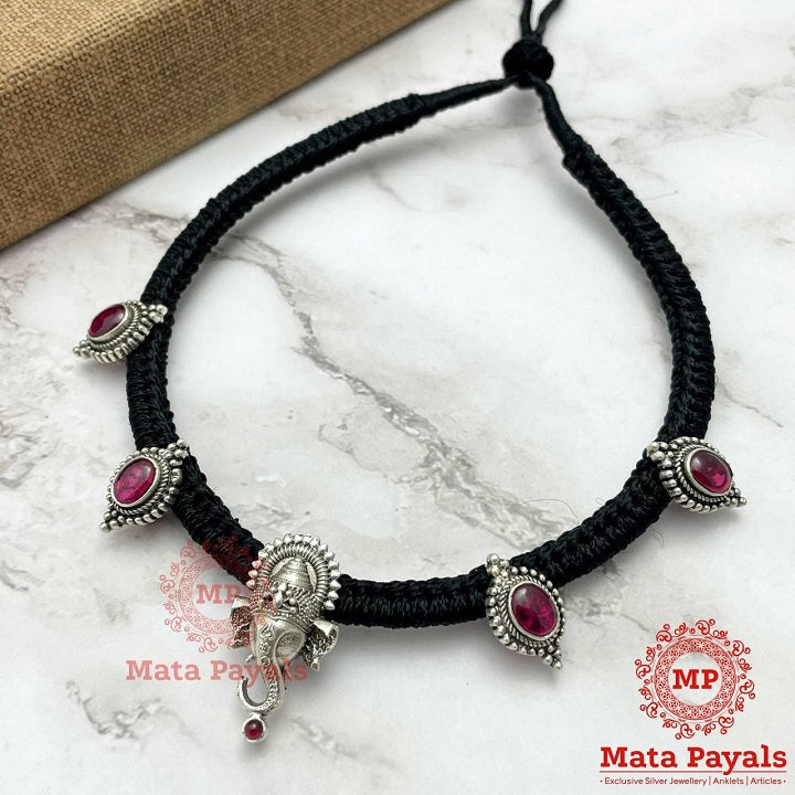 Shri Ganesha Oxidised Thread Choker