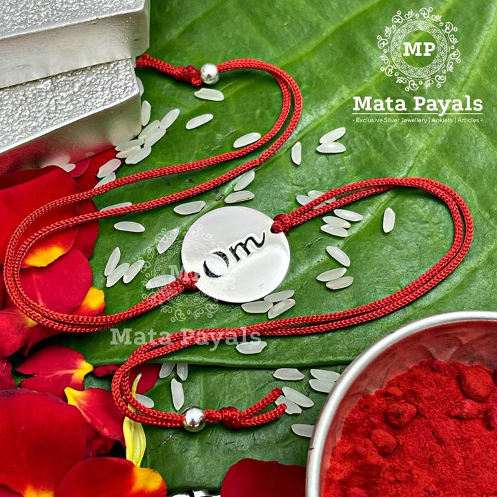 Silver Red Om Rakhi
