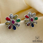 Simple Oxidised Navarathna Stud