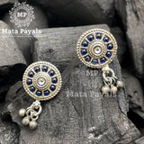 Simple Sphere Silver Oxidised Earring