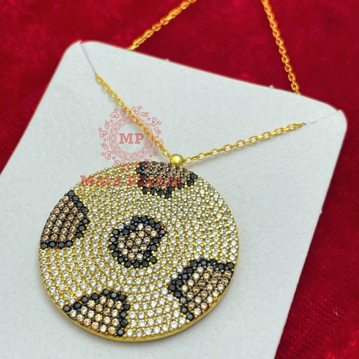 Sparkling Circular Silver Gold Plated Chain and Pendant