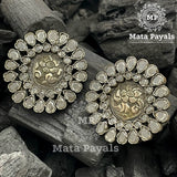 Sparkling Sphere Silver Oxidised Stud