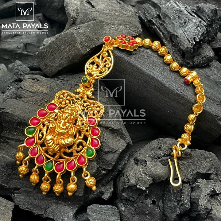 Spectacular Shri Ganesh Gold Plated Mang Tika