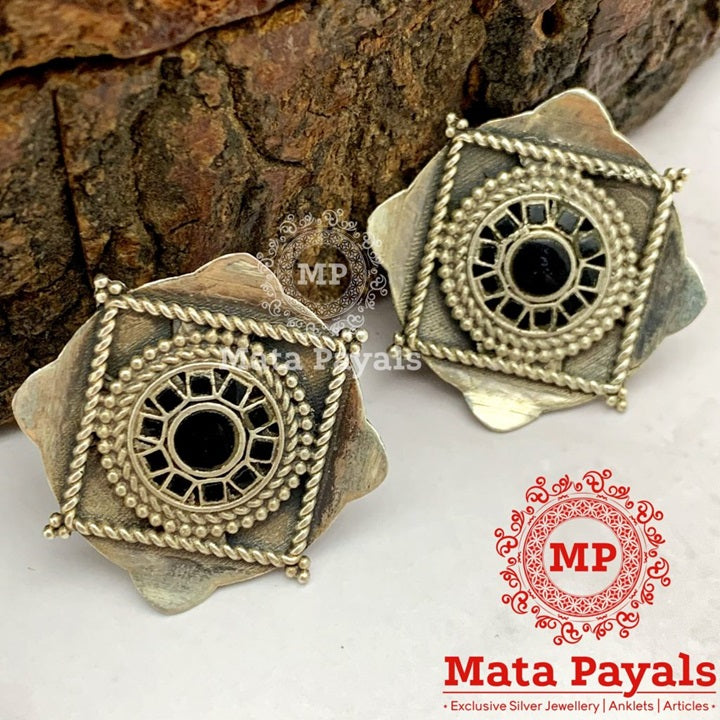 Spiffy Square Oxidised Stud