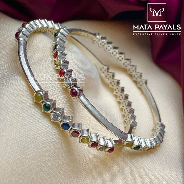 Splendid Navratan Oxidised Bangle