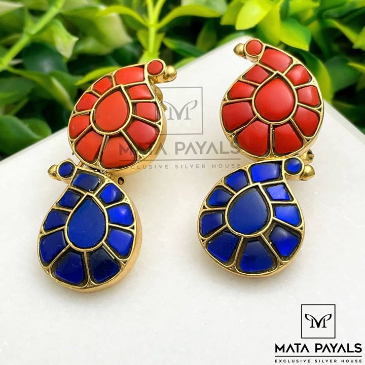 Splendid Orange & Blue Mango Designed Earing