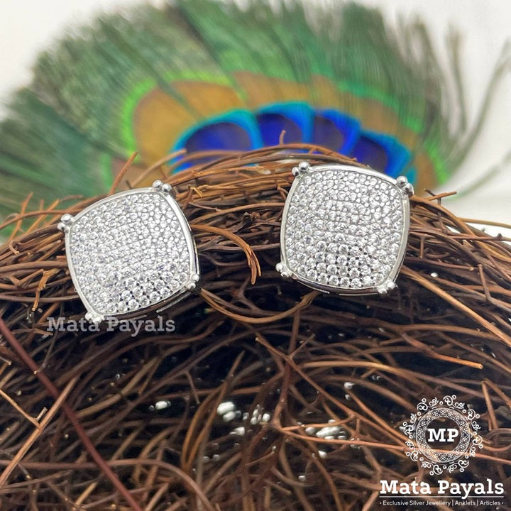 Square Zircon Stone Silver Earring