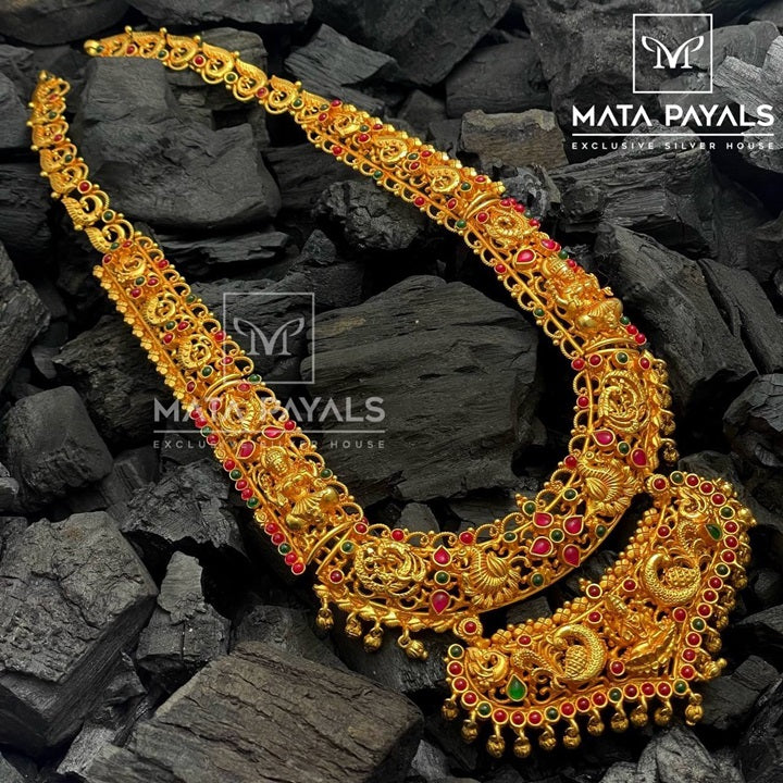 Staggering Stiff Shri Lakshmi Gold Plated Necklace