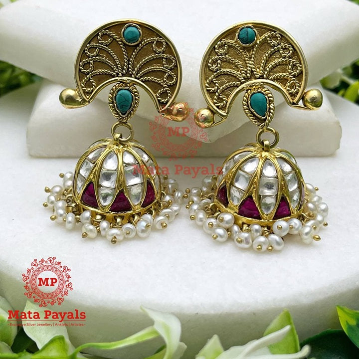 Stunning Kundan Gold Plated Jhumka