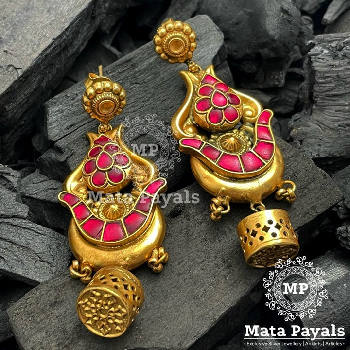 Stunning Tribal Designed Silver Gold Plated Chandbali