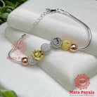 Three Tone Charm Silver Bracelet