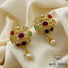 Ravishing Gold Plated Navarathna Stud