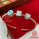 Trendy E Letter Rose Gold Silver Kada