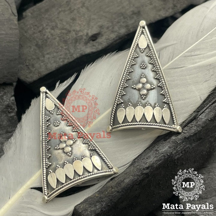 Triangular Oxidised Tribal Stud