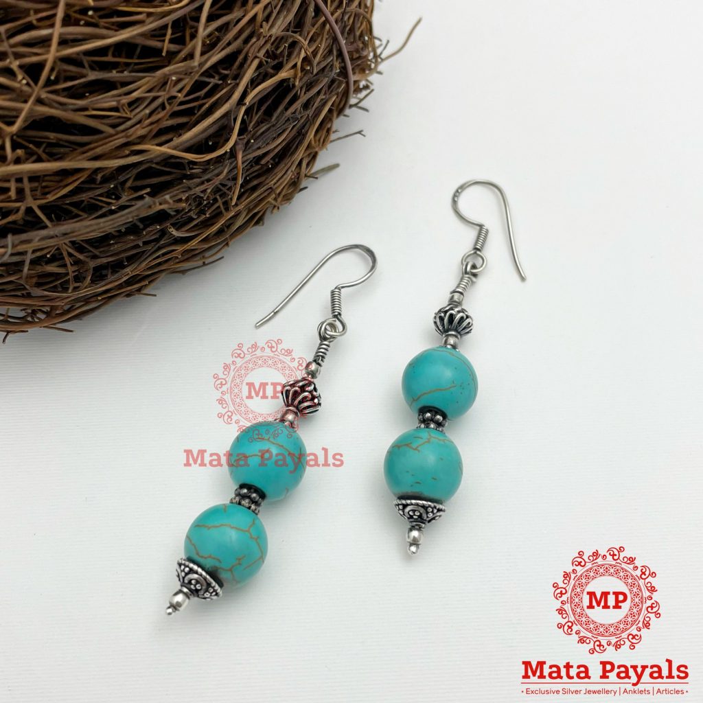 Turquoise Beaded Oxidised Hanging