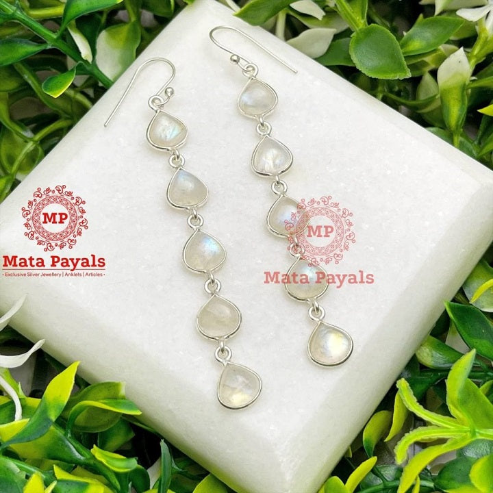 Twinkling Moon Stone Silver Hanging