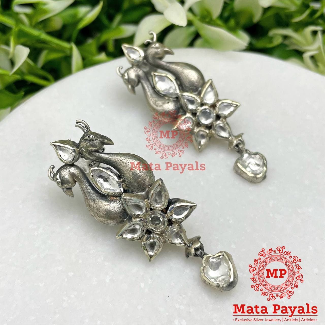 Twinkling Peacock Oxidised Chandbali